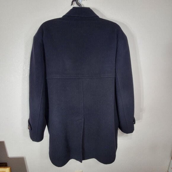 Mario Valente Mens Black Wool & Cashmere Coat Size 44 Fleur-de-lis Buttons Italy - Picture 11 of 14